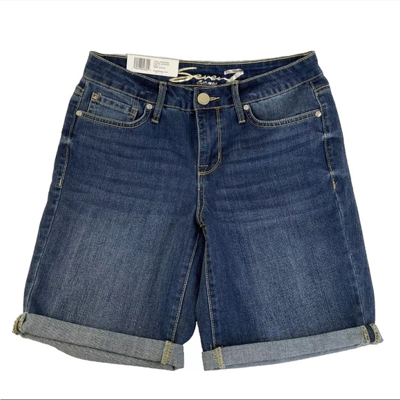 New Seven7 Women's 9" Inseam Stretch Sunset Bermuda Shorts Sz 4 Rolled Cuff NWT - Picture 3 of 6